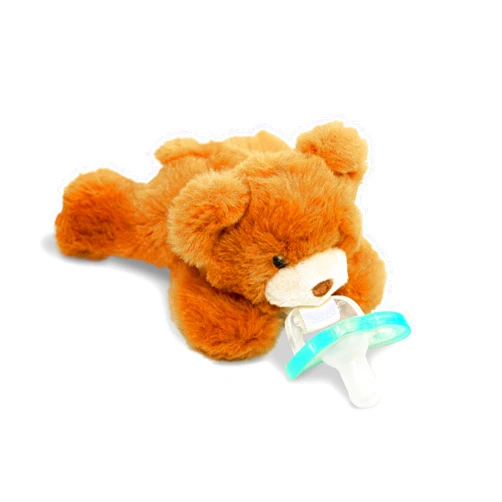 RaZbaby RaZbuddy JollyPop Pacifier Holder w/Removable Baby Pacifier - 0m+ - BPA Free (Bear)
