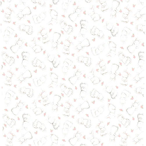 Generic Timeless Treasures Egg Hunt by Bunnies by The Bay CD2646 Pink Tossed Bunnies & Floral Fabric