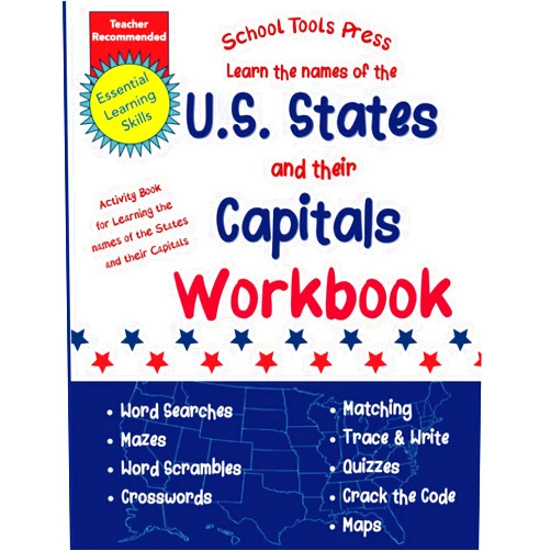 School Tools Press,Six Palms Press U.S. States and Capitals Workbook: Activity Book for Learning the States and Capitals for Kids Grades 2-7 (School Tools Press Activity Books)