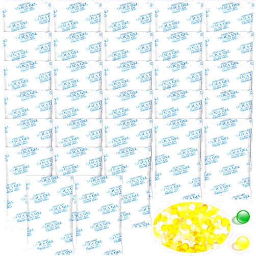 Nuanchu 30 Pcs 100 Gram Silica Gel Packs Food Grade Moisture Absorbers Silica Gel Desiccant Packets with Color Indicating, Rechargeable Silica Gel Packets for Moisture Storage Control