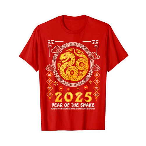 Traditional Lunar Year Vietnamese Tet Red Envelope Year of The Snake Zodiac Lucky Happy Chinese New Year 2025 T-Shirt