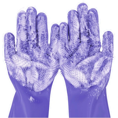 Pecute Heat Resistant Silicone Grooming Gloves with High-Density Teeth and Enhanced Five Finger Design for Bathing and Massaging Dogs and Cats