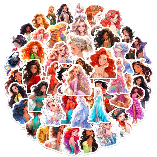 LPAIWXY 50Pcs Cartoon Princess Stickers for Kids Teens Vinyl Waterproof Cute Princess Stickers for Water Bottles Anime Girl Stickers for Gift Laptop Hydroflask Journaling