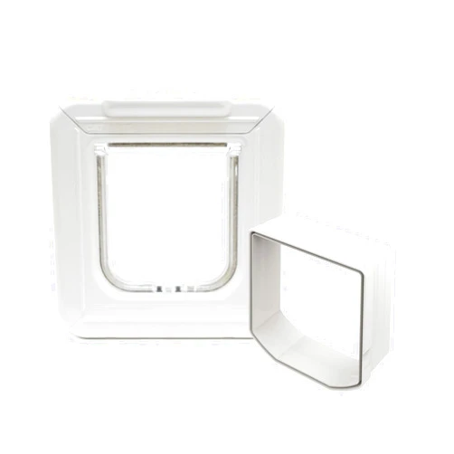 Cat Mate Elite Microchip Cat Door with Timer Control, White - with Cat Mate Elite Wall Liner