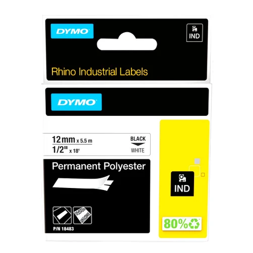 DYMO Rhino Industrial Permanent Polyester Labels, 1/2