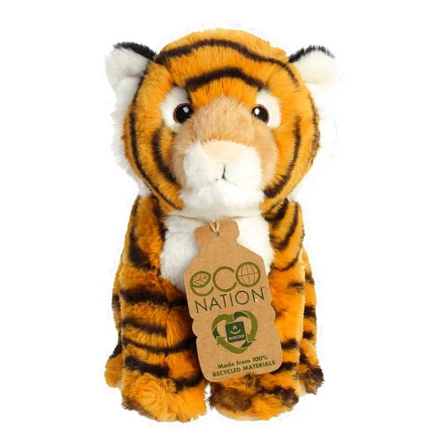 Aurora® Eco-Friendly Eco Nation™ Bengal Tiger Stuffed Animal - Environmental Consciousness - Recycled Materials - Orange 9 Inches