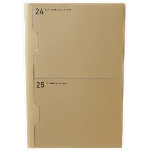 Laconic LAMS83-160BE 2025 A5 Monthly Notebook, 2 Pockets, Beige (Begins September 2024)