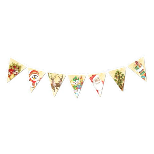 Silvima Retro Christmas Garland, Vintage Style Xmas Banner, Santa, Snowman, Christmas Stocking Sign for Holiday Decor