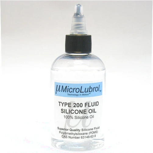 MicroLubrol 200 Fluid Pure Silicone Oil Polydimethylsiloxane (PDMS) 200 centistokes (CST) Viscosity, 4 oz Bottle