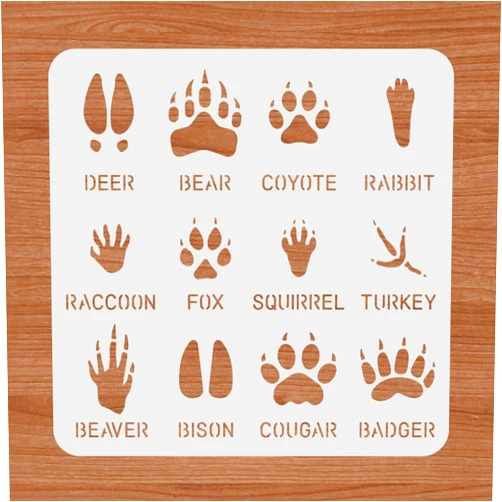 BENECREAT 12 Type Animal Footprint Paw Stencils, 12x12