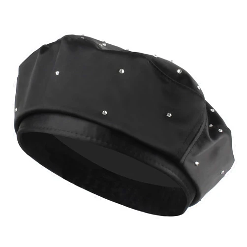 Danse Jupe Women Rhinestone Fall Spring PU Leather Beret French Style Artist Hat