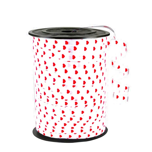 WFAUIBR Red Ribbon - 500 Yards | White Ribbon with Heart Pattern for Crafts, Balloons, Mother's Day, Bridal Shower, Wedding