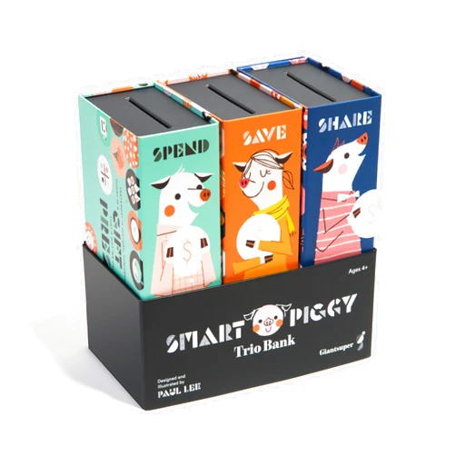 Giantsuper Smart Piggy Trio Bank: 3-in-1 Money-Wise Educational Piggy Bank