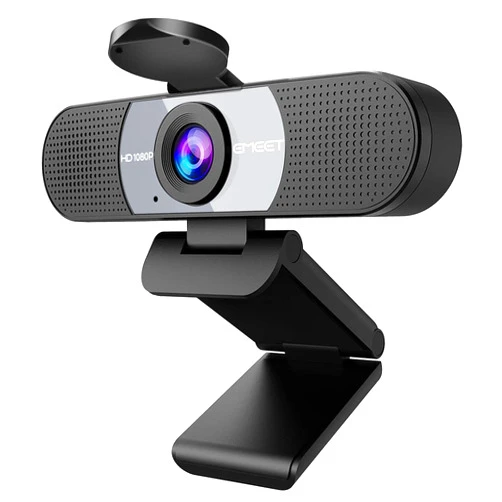 EMEET 1080P Webcam, C960 Web Camera with 2 Noise-Cancelling Microphones & Privacy Cover, 90° FOV Computer Camera, Plug & Play USB Webcam for Calls/Conference, Zoom/Skype/YouTube, Laptop/Desktop, Grey