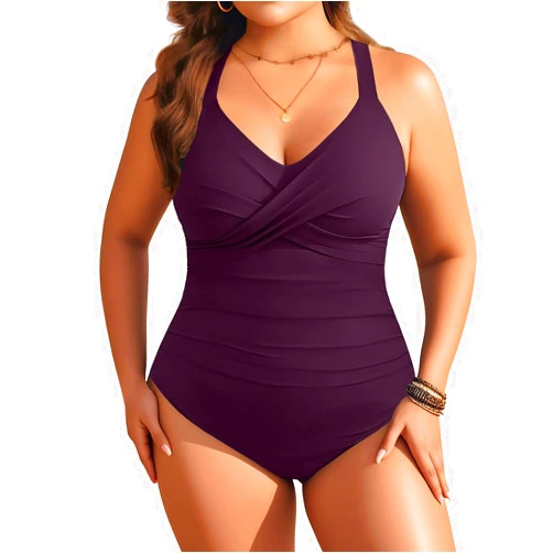 Aqua Eve Plus Size One Piece Swimsuit - Women's Tummy Control Bathing Suit Retro Full Coverage Swimwear 2025