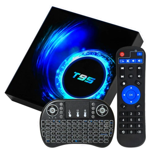 WALLECOM T95 Android TV Box 4GB RAM 128GB ROM- Streaming Media Players with Max Storage- Android Box 2023, H616 Quad-core 64bit, 2.4G/5.0G Dual WiFi, 6K Ultra HD, Bluetooth 5.0 & Wireless Backlit Mini Keyboard