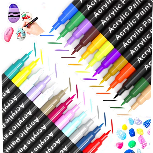 JanFeel Acrylic Paint Pens for Rock Painting,Set of 24 Extra Fine Point Non-toxic Acrylic Paint Pen Paint Markers for Stone,Ceramic,Glass,Wood,Canvas,Fabrics DIY Crafts