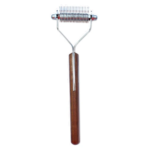 Mars Coat King Blunt Dematting Undercoat Grooming Rake Stripper Tool for Dogs and Cats, Stainless Steel with Wooden Handle, Made in Germany, 20-Blade