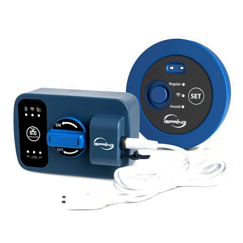 iSpring LS43WL Smart Leak Shut-Off System, Automatic Water Leak Detector with 1 Wired & 1 Wireless Sensor, Whole-Home Water Damage Protection, 1