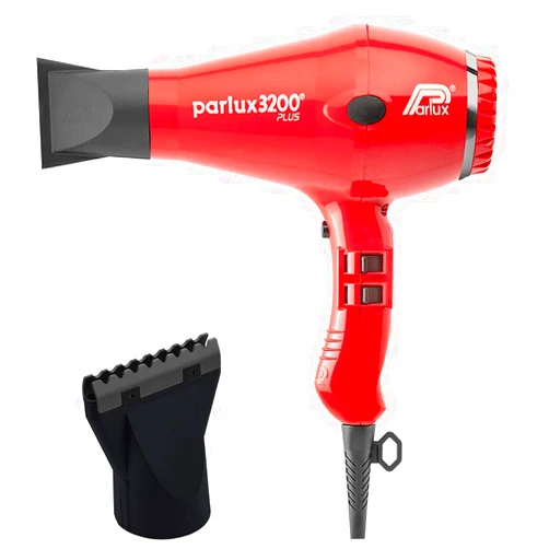 M Hair Designs Parlux 3200 Plus Red Hair Dryer and M Hair Designs Hot Blow Attachment Black (Bundle 2 Items)