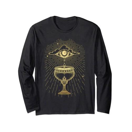 All Seeing Eye Third Eye Cup Tear Zodiac Astrology All Seeing Eye Third Eye Cup Tears Tarot Mystic Pagan Witch Long Sleeve T-Shirt