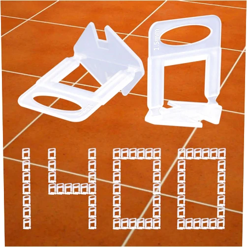 Tanzfrosch 1400 PCS Tile Leveling System Clips 1/16''(1.5mm) 1400-Piece Tiles Leveler Spacers Tool for Professional Ceramic Tile and Stone Installation