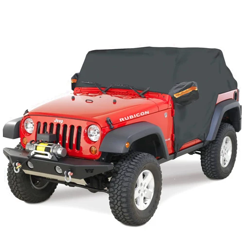 Big Ant Car Cover,Waterproof 6 Layers Car Cab Cover for Je-ep Wrangler 2 Doors,Heavy Duty Half Car Cover Protect from Snow Rain Hail Sunshine,Fit for SUV J-eep Wrangler JKU JLU 1987-2022,Black