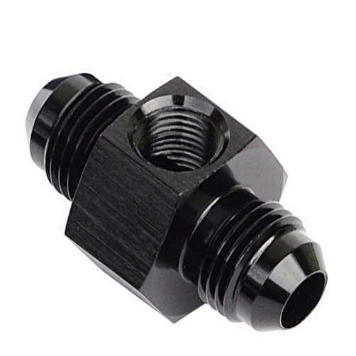 AC PERFORMANCE Black Anodized -6 AN Male to AN6 Male Flare Union Coupler Aluminum Fitting Adapter with 1/8
