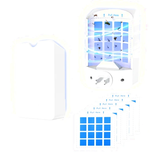 Acoswsi Indoor Fly Trap Plug in, Flying Insect Trap with Blue UV Light, Fruit Fly & Gnat Trap for Indoors, Mess-Free Bug Catcher for Home, 1 Device + 5 Refill Glue Cards