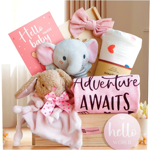 Mirasphere Baby Shower Gifts for Girls - New Born Baby Girls Gift Basket - Baby Gifts for Newborn Girl Essentials Stuff - Gender Reveal Ideas Welcome Baby Girl