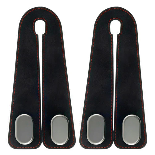 FALESOUL Car Hooks for Headrest, 2 in 1 Car Seat Back Storage Hook, Dual Headrest Organizer Hangers for Purses, Bags & Phones, Leather Car Seat Back Storage Accessories for Women (Black-2Pack)