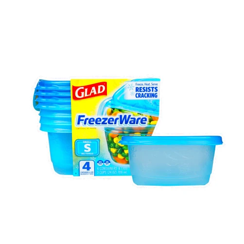 Gladware Freezerware Food Storage Containers | Small Food Storage Containers, Small Containers in Rectangle Shape Hold up to 24 Ounces of Food, 4 Count Set