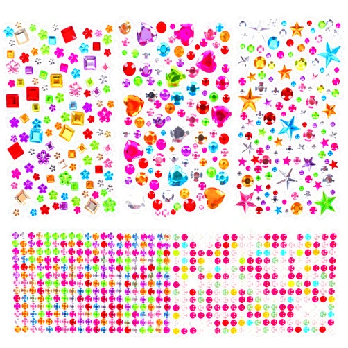 MYDBUYSOME 880pcs Gem Stickers Rhinestones for Crafts - Self Adhesive Jewels Stickers, Acrylic Gems DIY Craft Decorative Diamond Stickers, Small Stickers for Kids