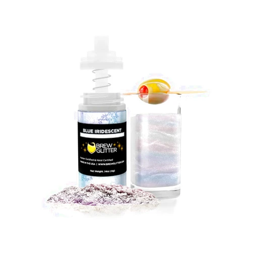 Bakell Blue Iridescent Brew Glitter Mini Spray Pump | 100% Edible Glitter For Drinks, Cocktails, Beer, Garnish & Beverages | Food Grade | Vegan, Gluten, Nut Free, Kosher (Blue Iridescent)