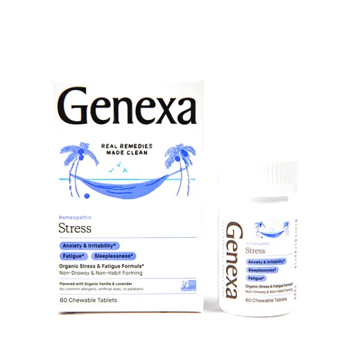 Genexa Stress for Adults | Anxiety Relief & Fatigue Remedy | Soothing Natural Vanilla & Lavender Flavor | Gluten Free & Non-GMO | Homeopathic Remedy Made Clean | 60 Chewable Tablets