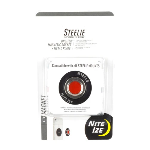 Nite Ize Steelie Orbiter Magnetic Socket and Metal Plate - Car Mobile Phone Holder - Phone Metal Plate - Magnetic Phone Holder - Black