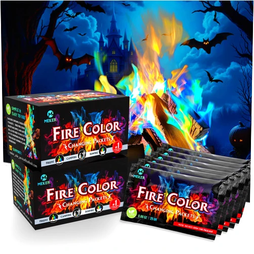 MEKER Fire Color Changing Packets - Fire Pit, Campfires, Outdoor Fireplaces, Bonfire - Magic Colorful Changing Fire - Perfect Fire Camping Accessories for Kids & Adults (24 Pack)