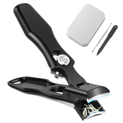 Kelongn Nail Clippers for Men & Women with Catcher – Heavy Duty Premium Steel Toenail Clippers for Thick Toenails, Ultra Sharp Finger Nail Clippers for Seniors, Long Handle, Wide Jaw, Safety Lock Nail Cutter