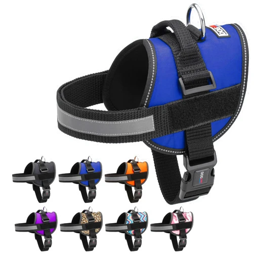 Dogline Dog Harness, Reflective No-Pull Adjustable Vest with Handle for Walking, Training, Breathable, No - Choke Harness for Small, Medium or Large Dogs Room for Patches Girth 22