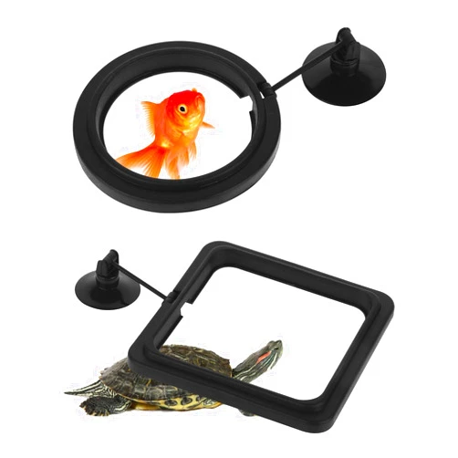 Styquenzer 2 PCS Fish Feeding Rings,Black Fish Feeder Round and Square Aquarium Floating Food Feeder Circle with Suction Cup Prevent Water Turbulence from Washing Food into Filter for Guppy, Goldfish and Other