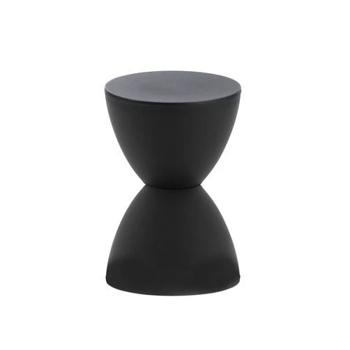 Euro Style Sallie Indoor/Outdoor Stool or End Table | Modern Hourglass Accent Style | UV- Protected Plastic Extra Seating or End Table for Patio, Balcony, Poolside, Entryway, or Living Room | Black