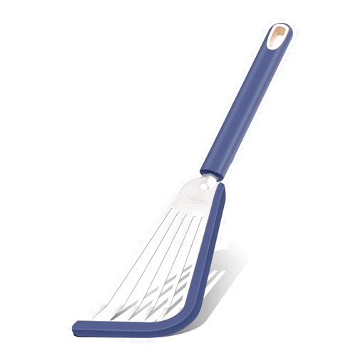 FENGCHEN Nonstick Fish Spatula With Silicone Edge, FENGCHEN Silicone Fish Spatula, Heat-Resistant Fish Turner Spatula,Fish Spatulas For Cooking, For Scrapping, Flipping, Frying, Turning Foods (Blue)