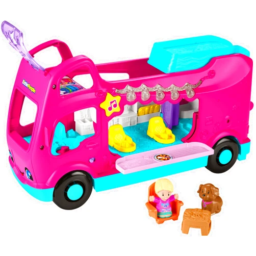 Fisher-Price Little People Toddler Toy Barbie Little Dreamcamper RV Playset with Music & Lights for Pretend Play Kids Ages 18+ Months