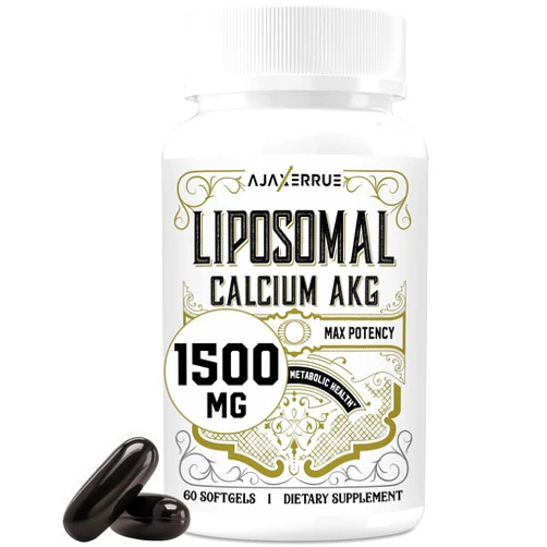 AJAXERRUE Liposomal Calcium AKG Supplement 1500 MG (Alpha-Ketoglutaric Acid), High Absorption, More Effective Than AAKG, Ca AKG for Longevity, Age Defense, Cellular Energy, Metabolic Function, 60 Softgels