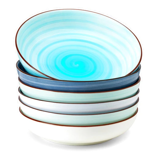 Sweese Pasta Bowls Set of 6, 30 Ounce Ceramic Salad Plates for Dishwasher & Microwave Safe - Solid Salad Bowls, Soup Bowls - Deep Plates Lipped Edges, Oven Safe Porcelain Plates Serving Bowls