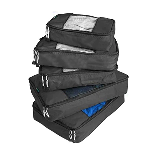 TravelWise Packing Cube System - Durable 5 Piece Weekender Plus Set (Black)
