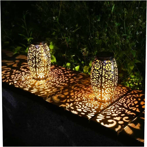 Kaixoxin Solar Lantern Lights for Hanging or Table Outdoor Solar Light for Patio Courtyard Garden (Silver-1)