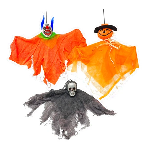 CTGB S/3 Halloween Ghost Scary Hanging Decor Corpse Pumpkin Clown Small Indoor Outdoor 15 Inch, Multicolor, 15 Inch H
