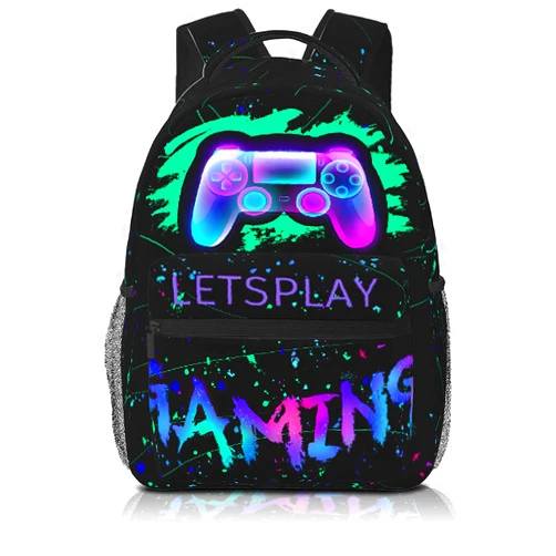 SENROLAN Abstract Gamepad Backpack Games Gaming Travel Laptop Backpack Water Resistant Bags Bookbag Travel Hiking Camping Daypack for Adults Teens Boys Girls
