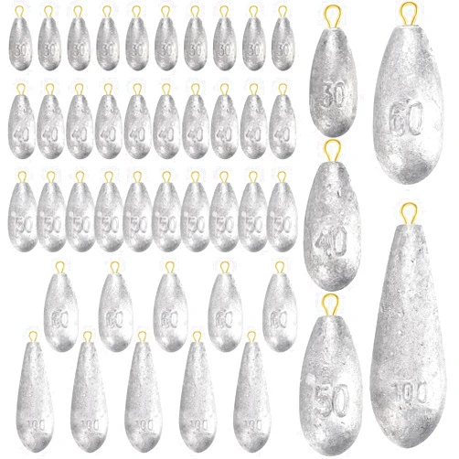 Hiboom Drop Shot Fishing Weights Sinker Kit 1oz, 1.5oz, 1.8oz, 2oz, 3.5oz Deep Drop Weights Streamlined Shape Sinker for Saltwater Catfishing Removable Bass Casting Fishing Accessory Rig